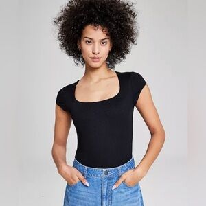 NWT And Now This Double-Layered Ribbed Square-Neck Bodysuit